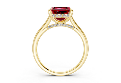 Piper Ruby Gemstone Solitaire Asscher Cut 1.8mm Engagement Ring