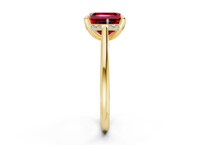 Piper Ruby Gemstone Solitaire Asscher Cut 1.8mm Engagement Ring