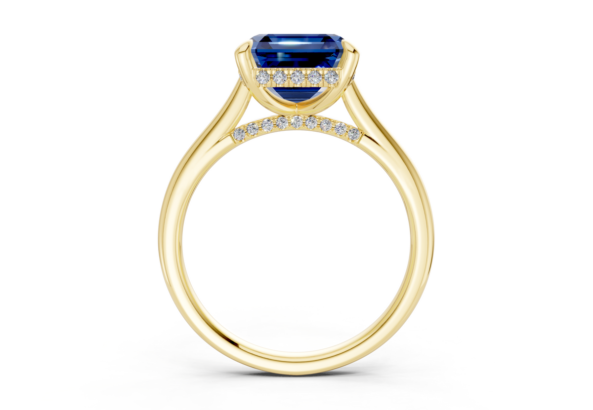 Piper Sapphire Gemstone Solitaire Asscher Cut 2mm Engagement Ring