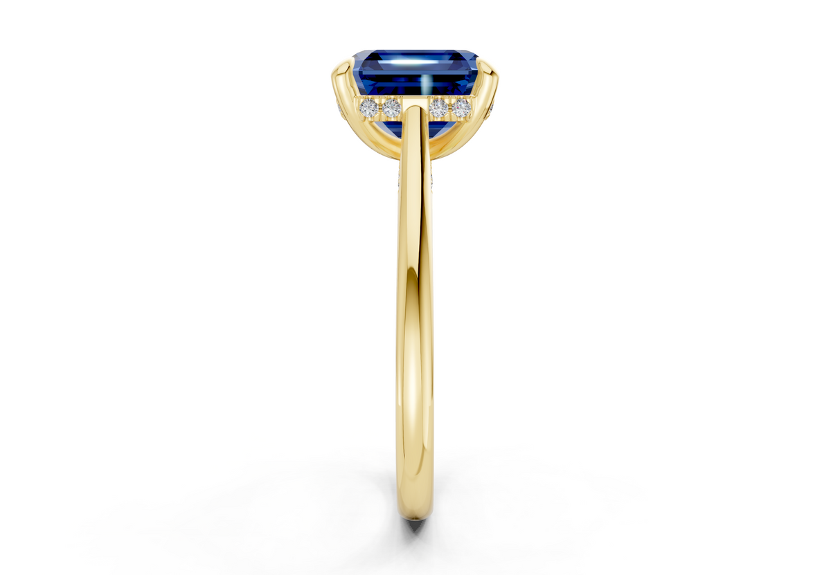 Piper Sapphire Gemstone Solitaire Asscher Cut 1.8mm Engagement Ring