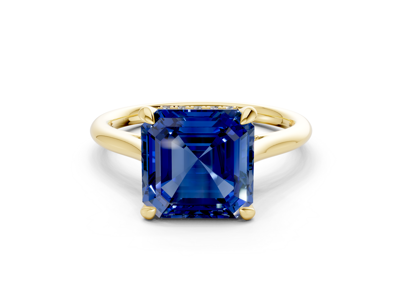 Piper Sapphire Gemstone Solitaire Asscher Cut 1.8mm Engagement Ring