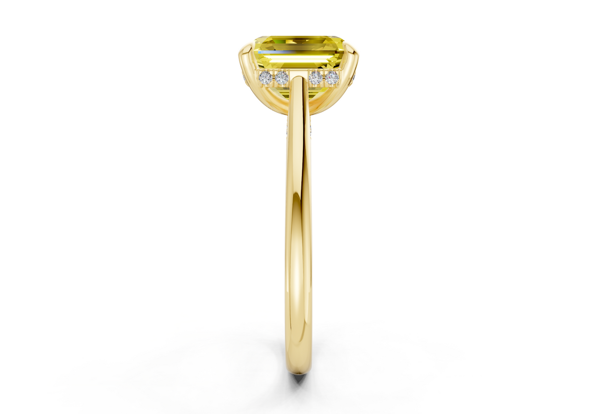 Piper Yellow Diamond Solitaire Asscher Cut 2mm Engagement Ring