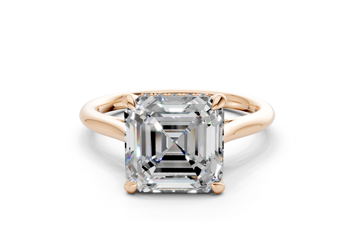 Piper Diamond Solitaire Asscher Cut 1.8mm Engagement Ring