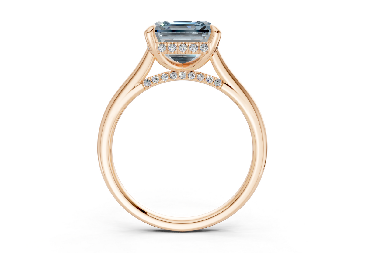 Piper Blue Diamond Solitaire Asscher Cut 2.3mm Engagement Ring