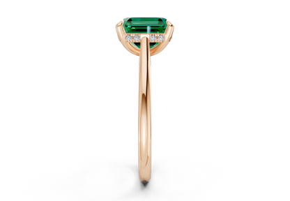 Piper Emerald Gemstone Solitaire Asscher Cut 1.8mm Engagement Ring