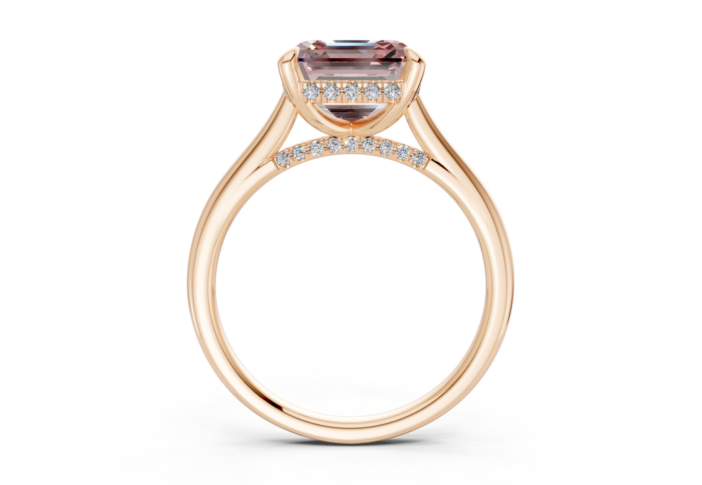 Piper Pink Diamond Solitaire Asscher Cut 2.3mm Engagement Ring