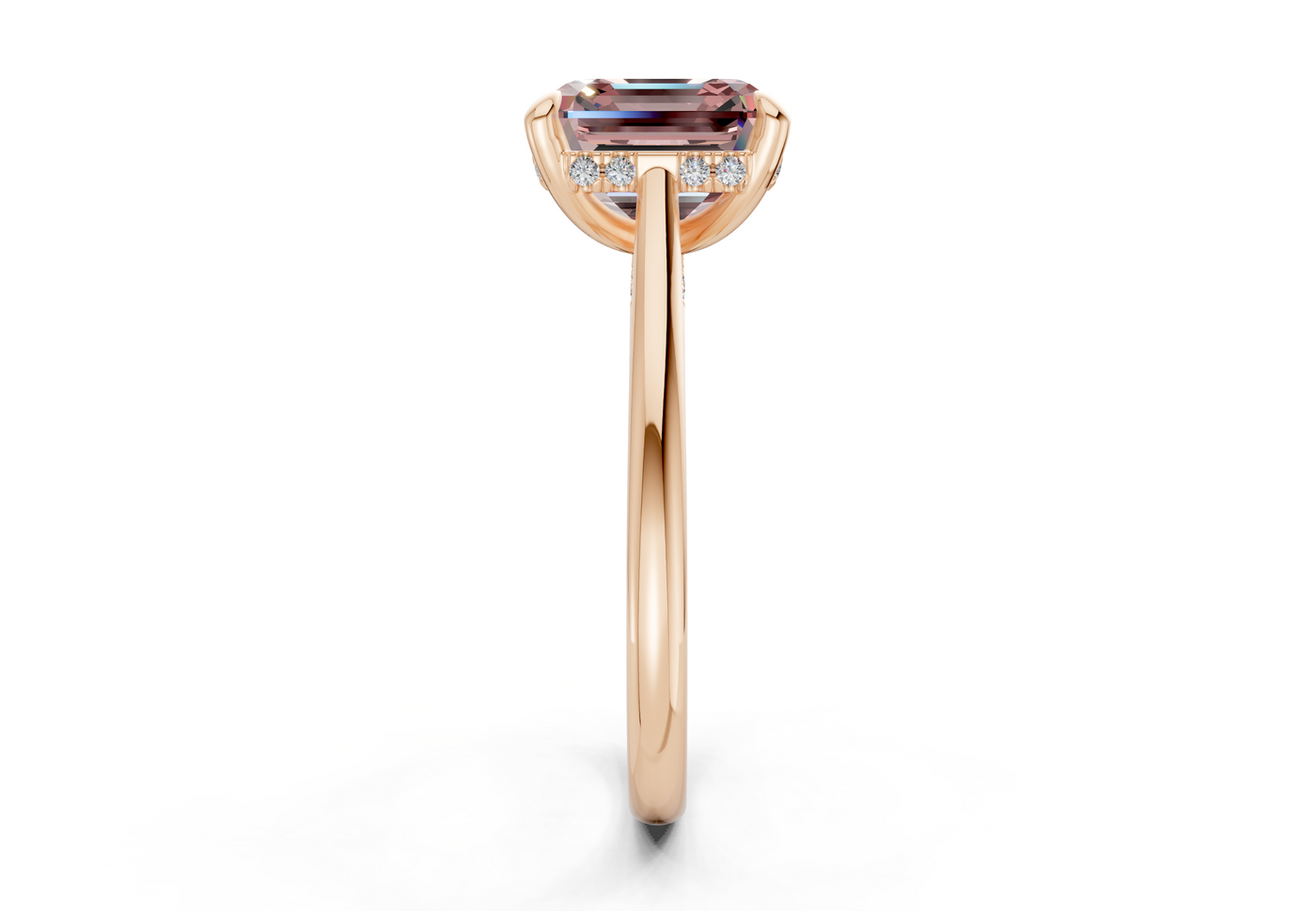 Piper Pink Diamond Solitaire Asscher Cut 1.8mm Engagement Ring