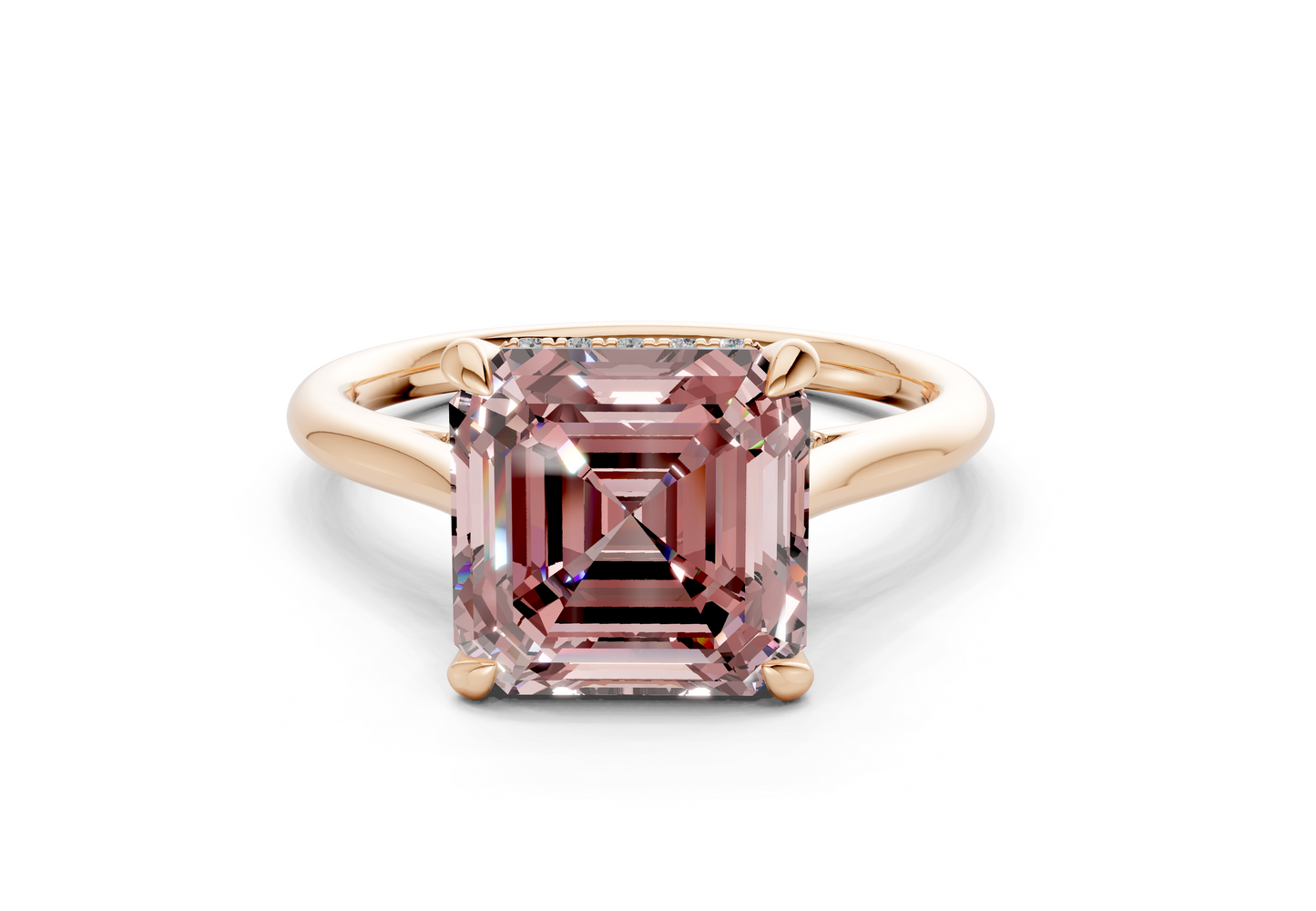 Piper Pink Diamond Solitaire Asscher Cut 2.3mm Engagement Ring