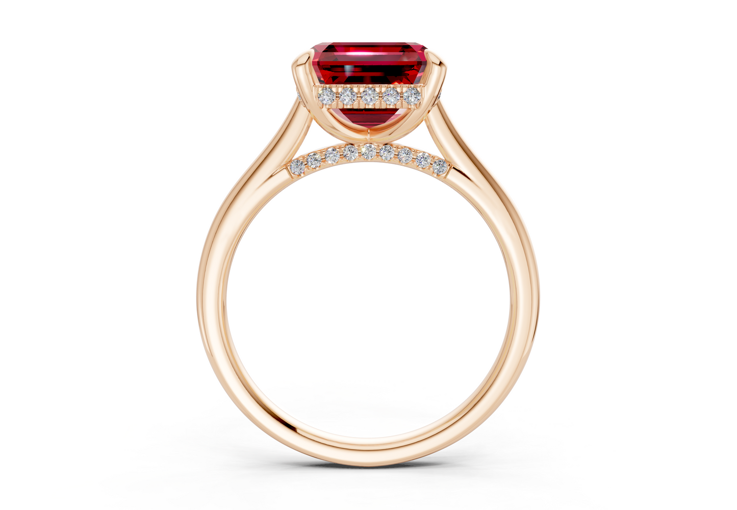 Piper Ruby Gemstone Solitaire Asscher Cut 1.8mm Engagement Ring