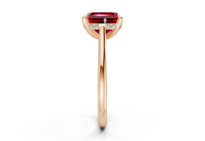 Piper Ruby Gemstone Solitaire Asscher Cut 1.8mm Engagement Ring