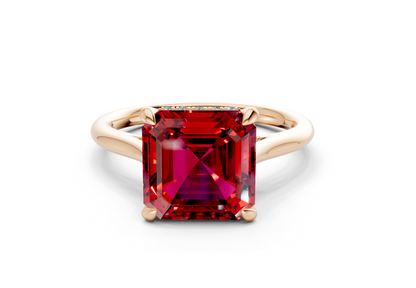 Piper Ruby Gemstone Solitaire Asscher Cut 1.8mm Engagement Ring