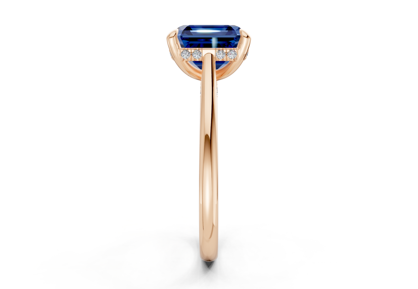 Piper Sapphire Gemstone Solitaire Asscher Cut 2.3mm Engagement Ring