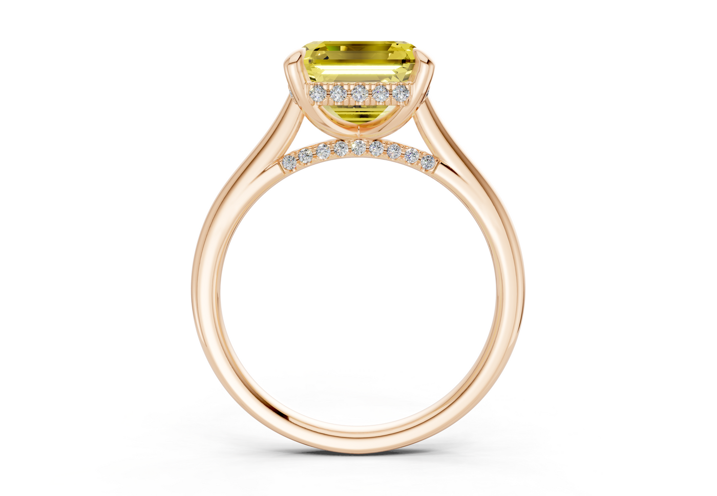 Piper Yellow Diamond Solitaire Asscher Cut 2.3mm Engagement Ring
