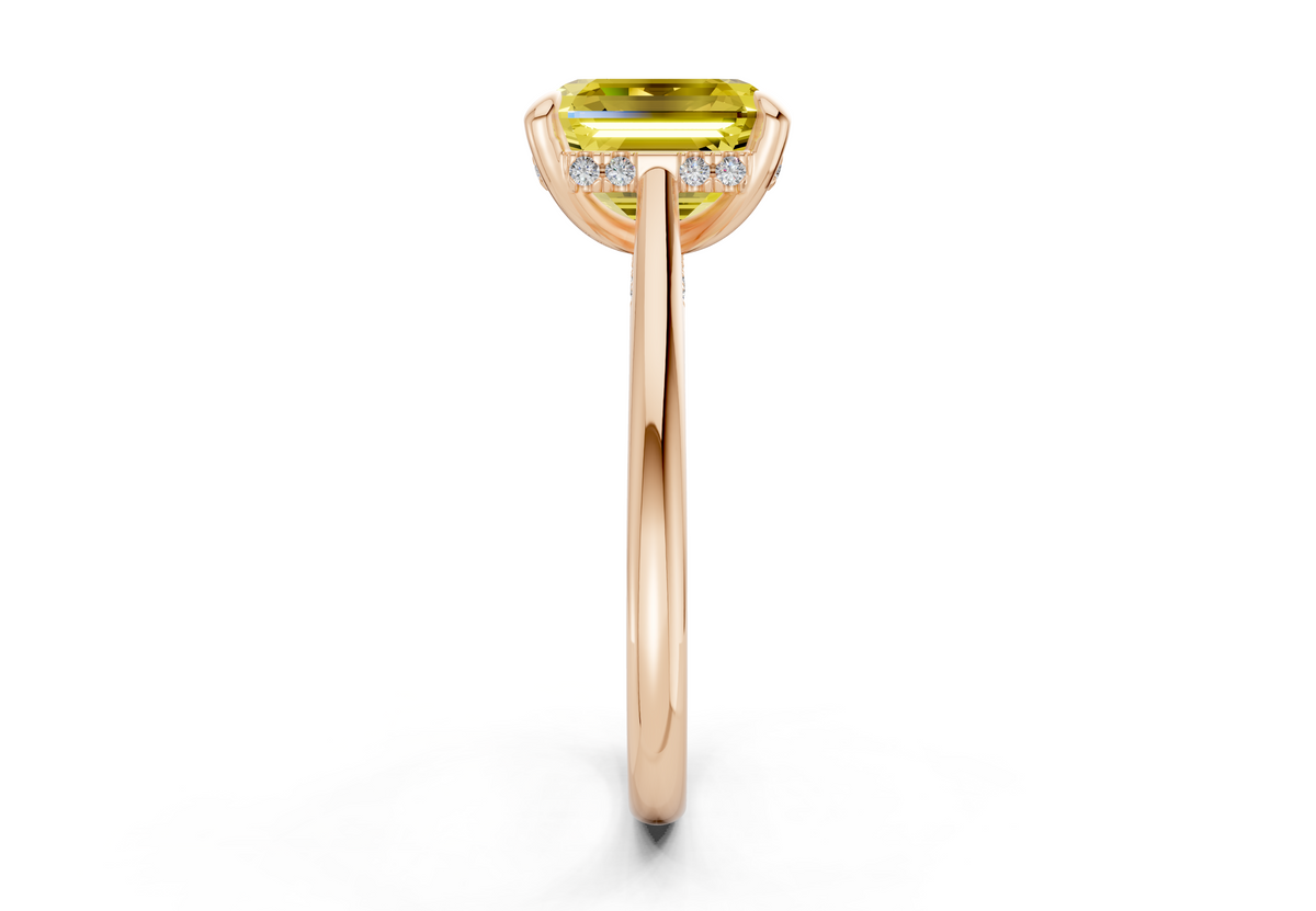 Piper Yellow Diamond Solitaire Asscher Cut 2mm Engagement Ring
