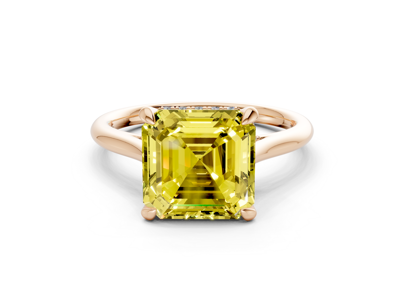 Piper Yellow Diamond Solitaire Asscher Cut 1.8mm Engagement Ring