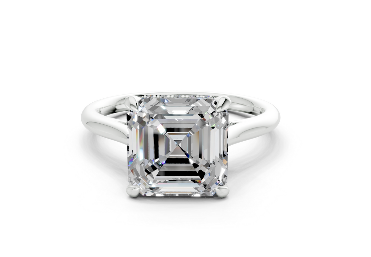 Piper Diamond Solitaire Asscher Cut 1.8mm Engagement Ring
