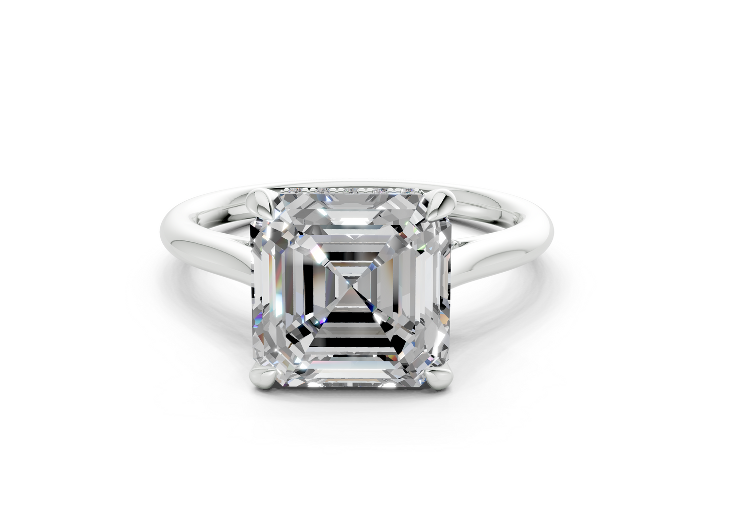 Piper Diamond Solitaire Asscher Cut 2mm Engagement Ring