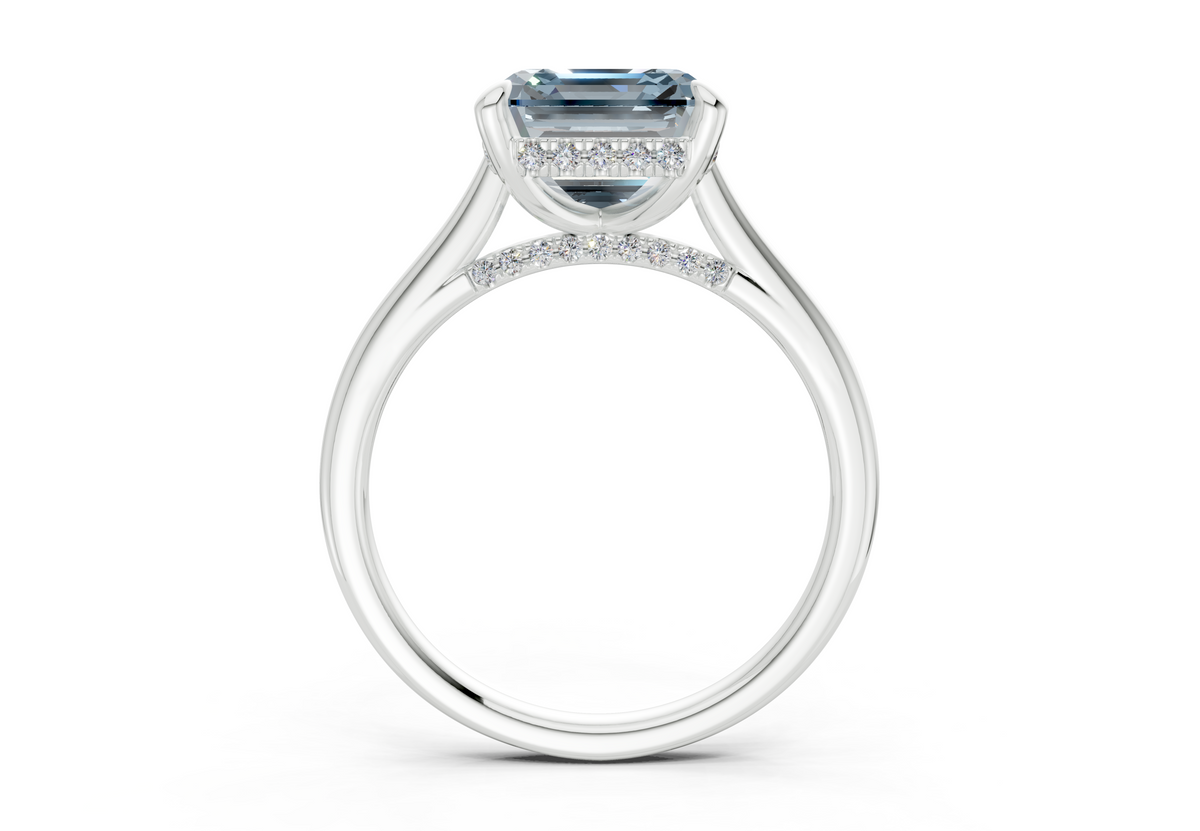 Piper Blue Diamond Solitaire Asscher Cut 2mm Engagement Ring