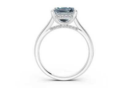 Piper Blue Diamond Solitaire Asscher Cut 2.3mm Engagement Ring