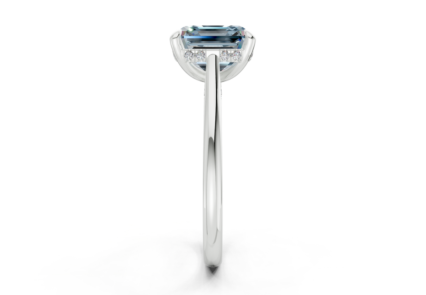 Piper Blue Diamond Solitaire Asscher Cut 2.3mm Engagement Ring