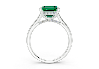 Piper Emerald Gemstone Solitaire Asscher Cut 1.8mm Engagement Ring
