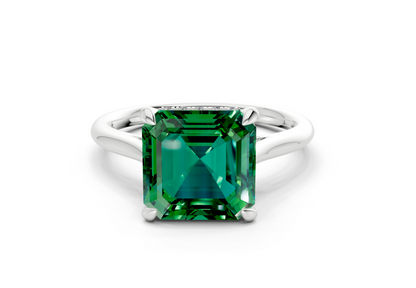 Piper Emerald Gemstone Solitaire Asscher Cut 1.8mm Engagement Ring
