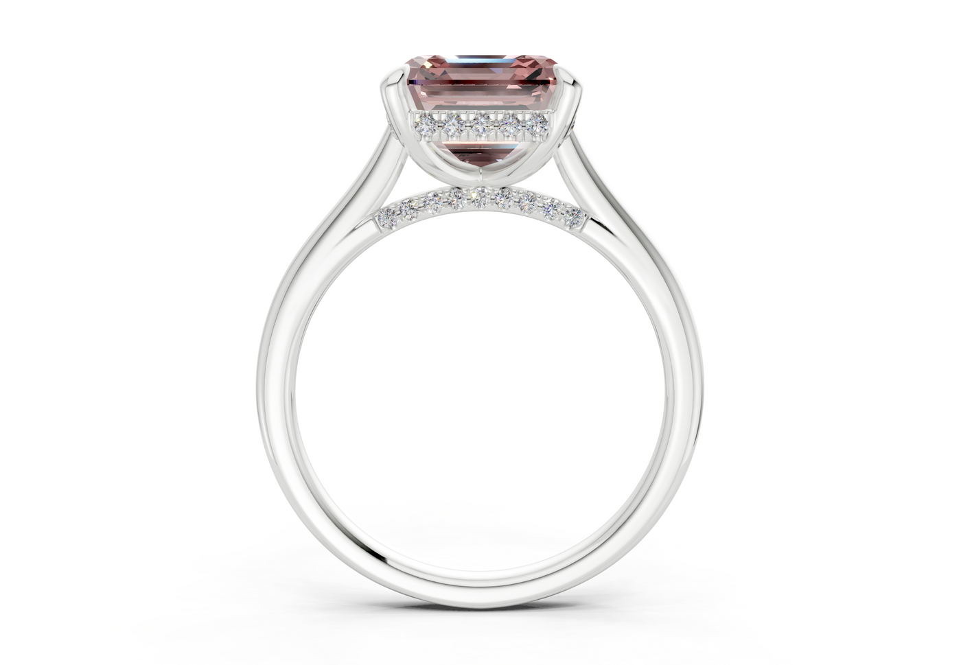 Piper Pink Diamond Solitaire Asscher Cut 1.8mm Engagement Ring