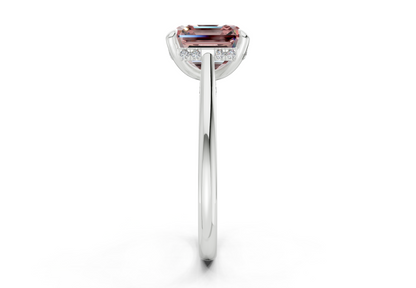 Piper Pink Diamond Solitaire Asscher Cut 1.8mm Engagement Ring
