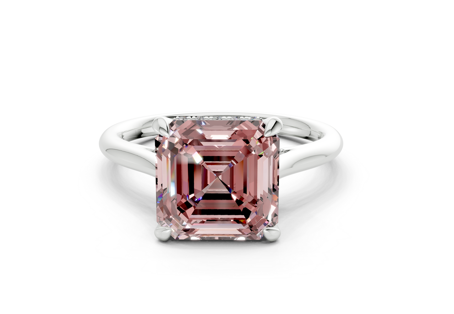 Piper Pink Diamond Solitaire Asscher Cut 2.3mm Engagement Ring