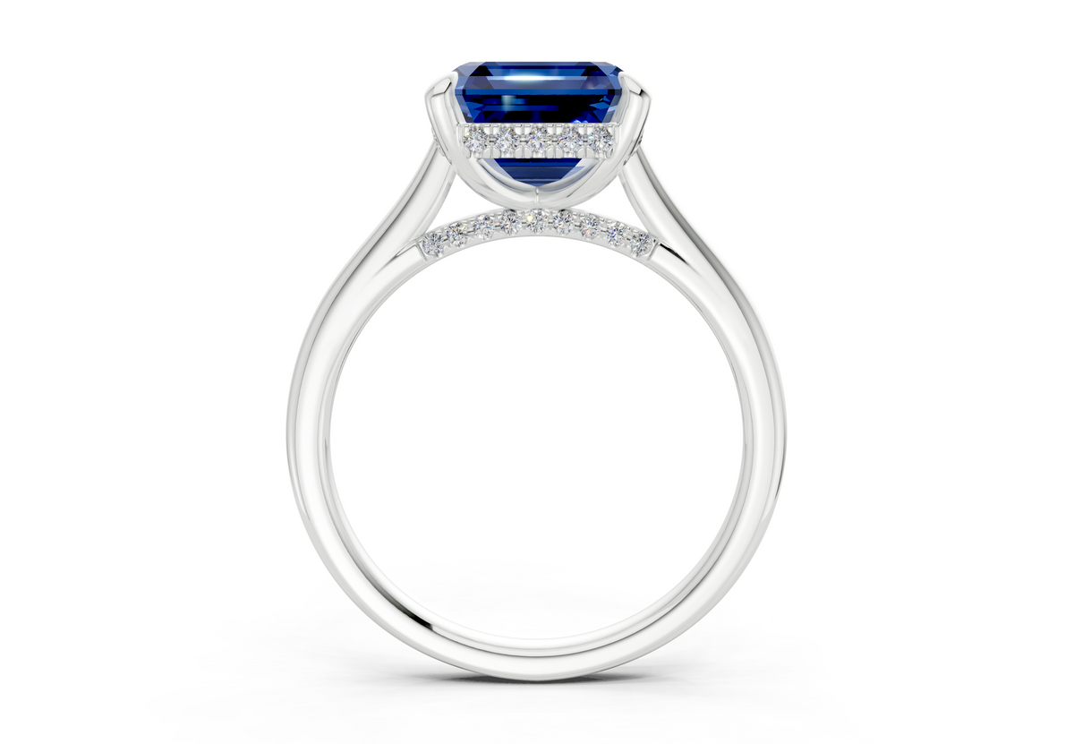 Piper Sapphire Gemstone Solitaire Asscher Cut 1.8mm Engagement Ring