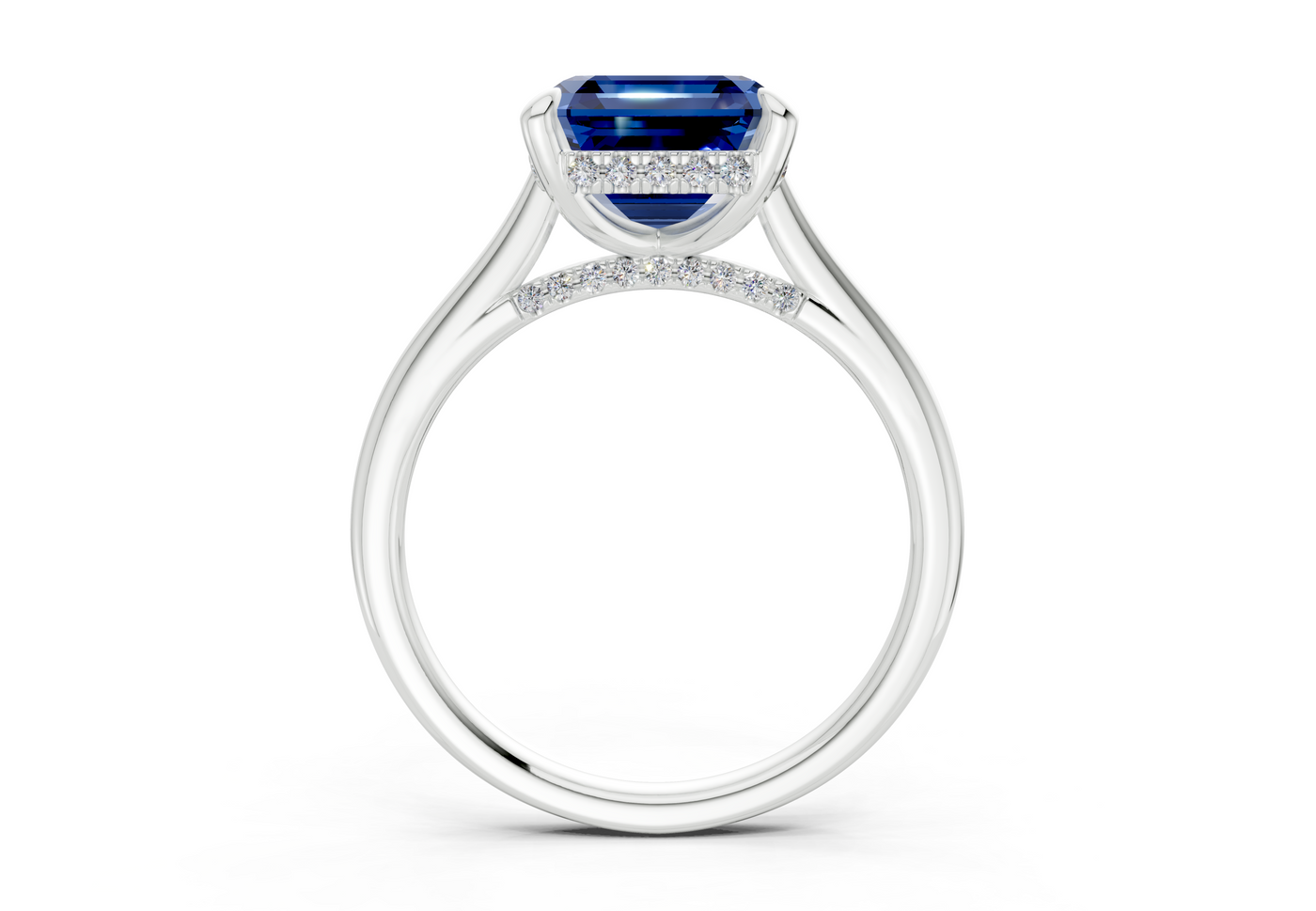 Piper Sapphire Gemstone Solitaire Asscher Cut 2.3mm Engagement Ring