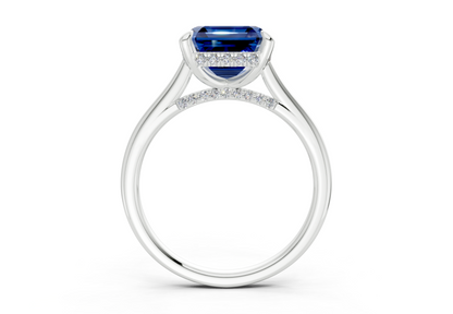 Piper Sapphire Gemstone Solitaire Asscher Cut 2.3mm Engagement Ring