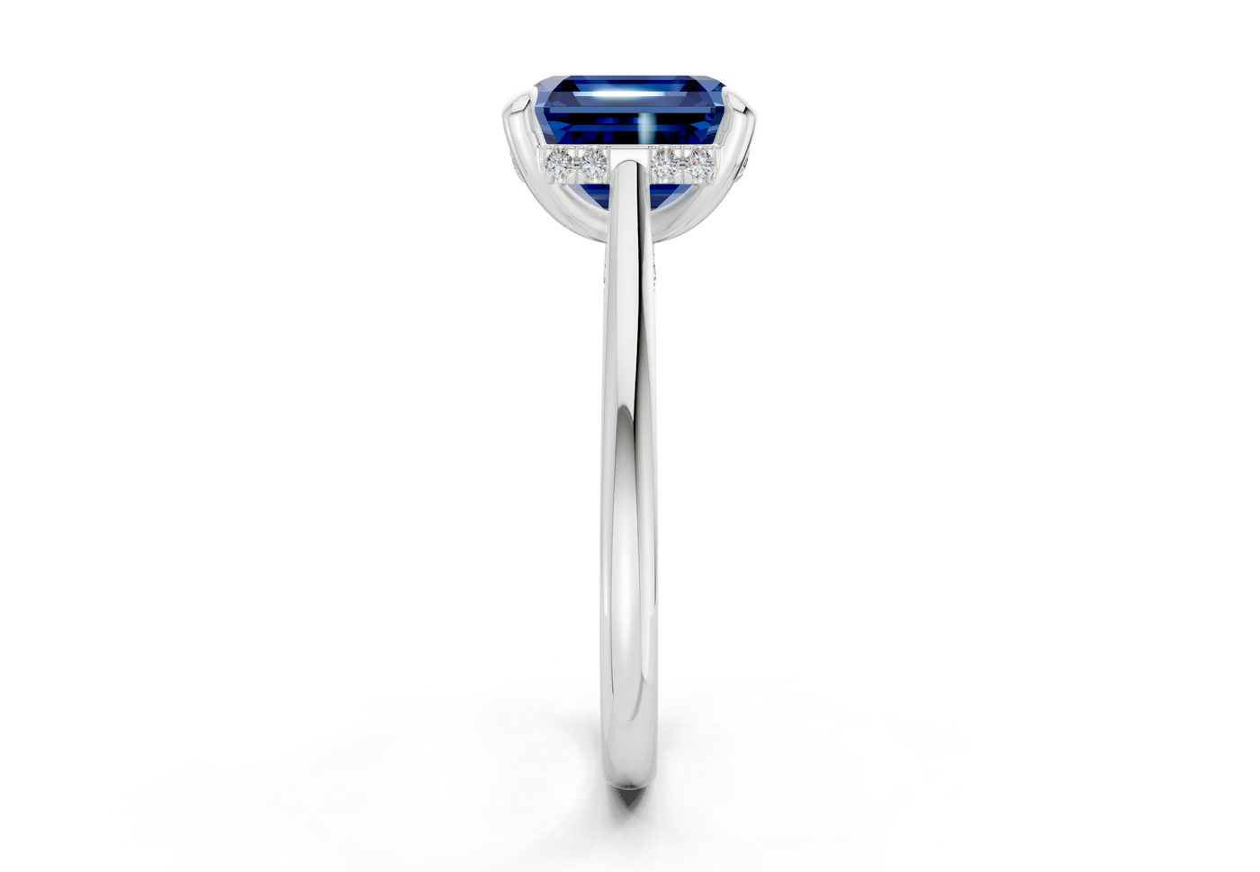 Piper Sapphire Gemstone Solitaire Asscher Cut 2.3mm Engagement Ring