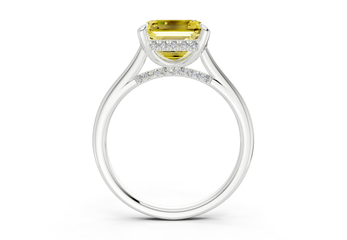 Piper Yellow Diamond Solitaire Asscher Cut 1.8mm Engagement Ring