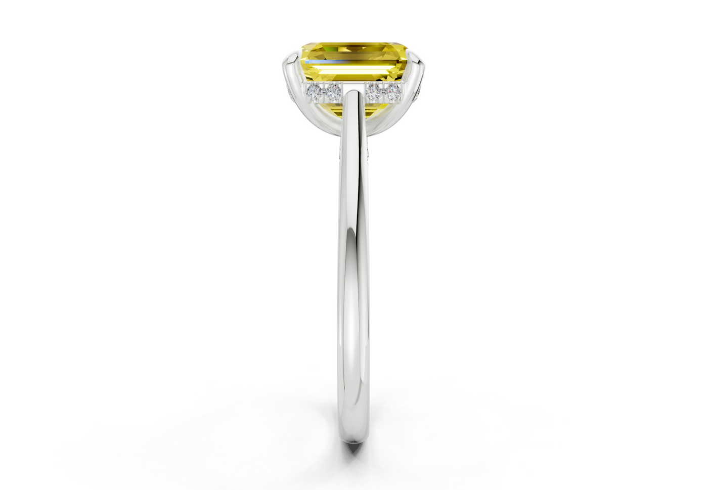 Piper Yellow Diamond Solitaire Asscher Cut 2.3mm Engagement Ring
