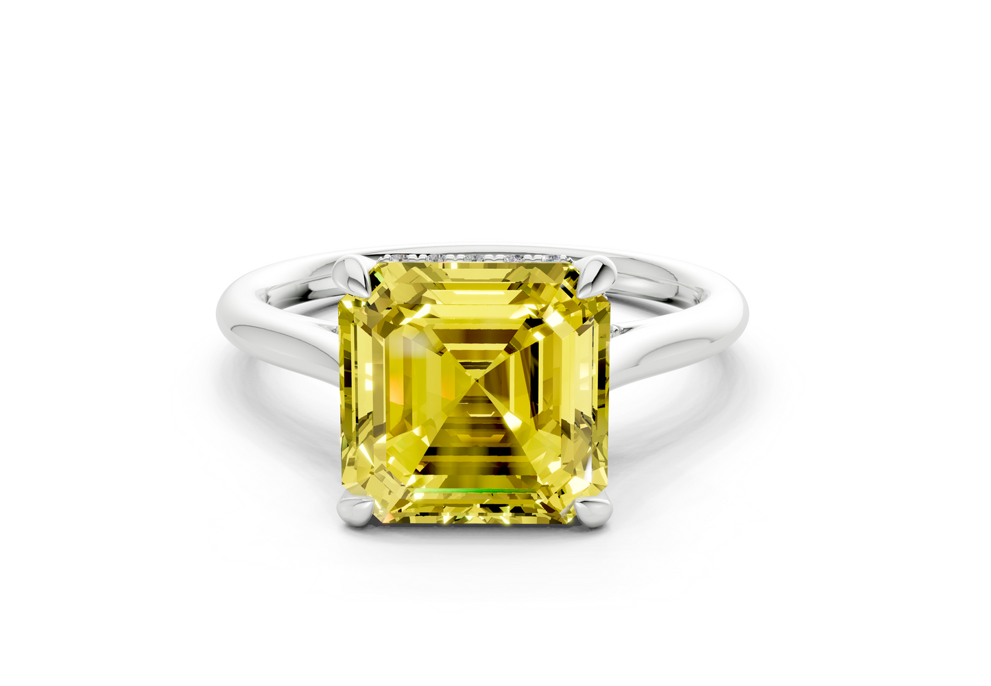 Piper Yellow Diamond Solitaire Asscher Cut 1.8mm Engagement Ring