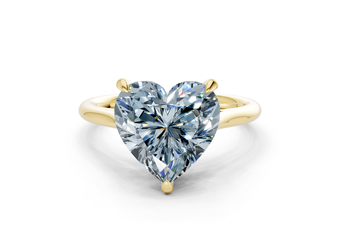 Piper Blue Diamond Solitaire Heart Cut 1.8mm Engagement Ring