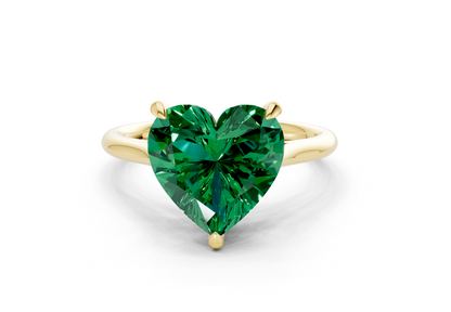 Piper Emerald Gemstone Solitaire Heart Cut 2mm Engagement Ring