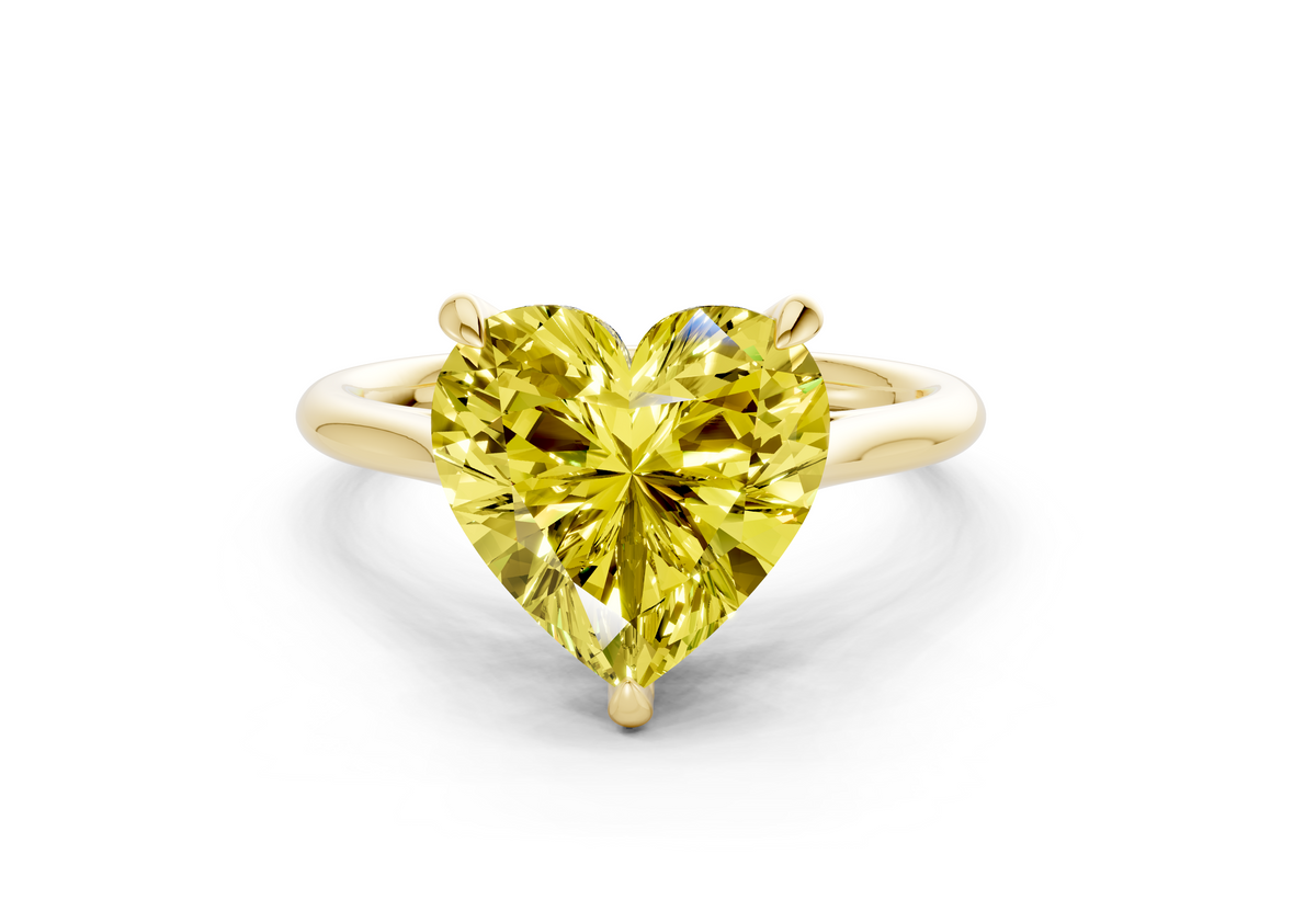Piper Yellow Diamond Solitaire Heart Cut 1.8mm Engagement Ring