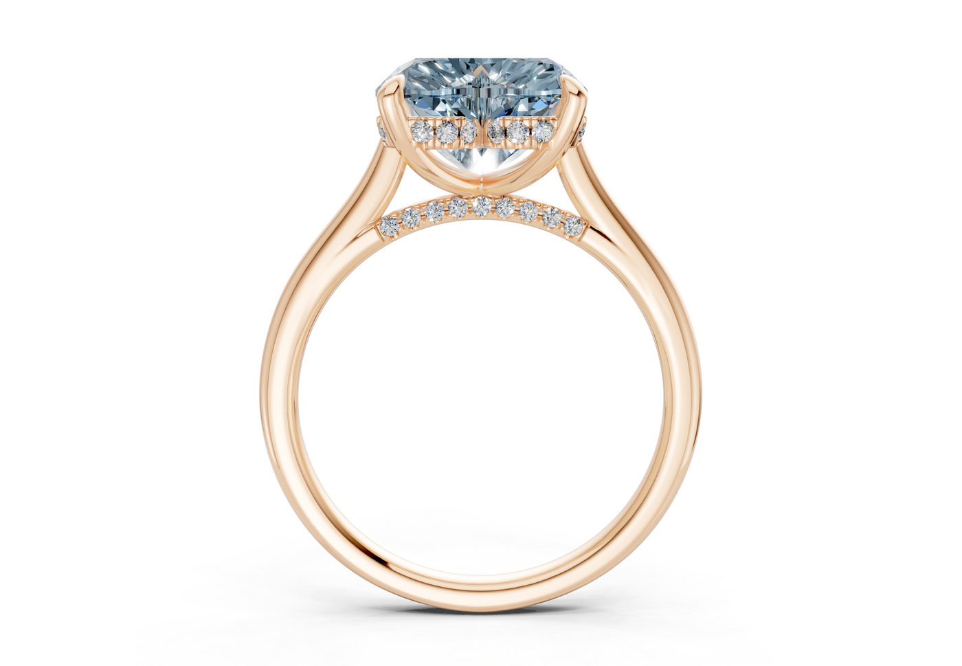 Piper Blue Diamond Solitaire Heart Cut 1.8mm Engagement Ring