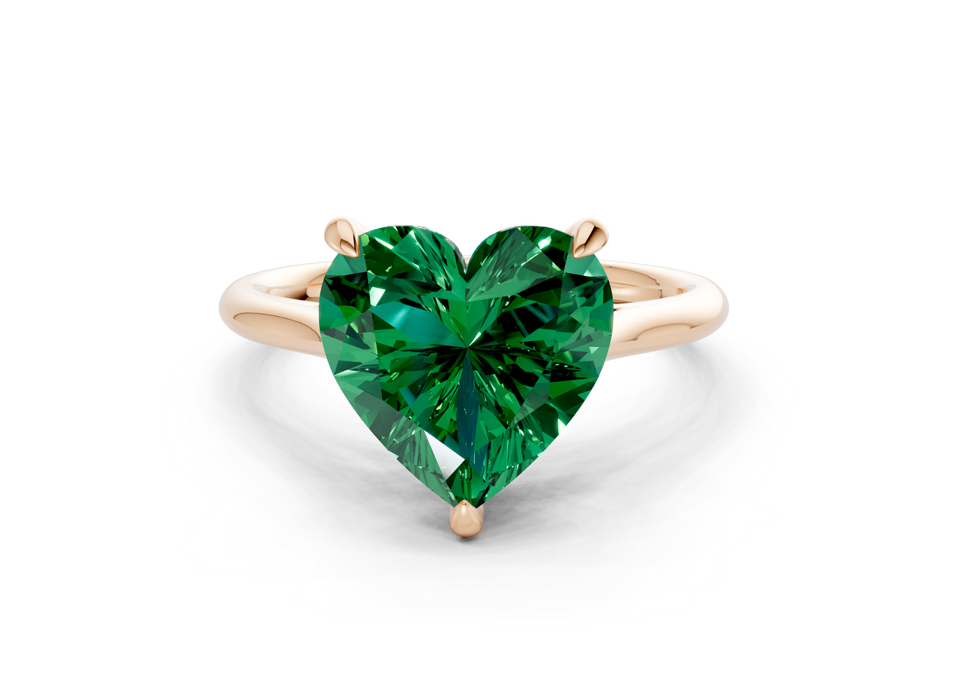 Piper Emerald Gemstone Solitaire Heart Cut 1.8mm Engagement Ring