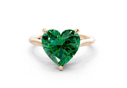 Piper Emerald Gemstone Solitaire Heart Cut 2mm Engagement Ring