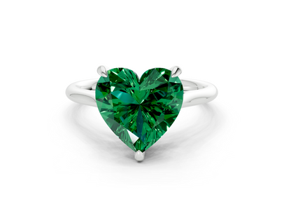 Piper Emerald Gemstone Solitaire Heart Cut 2mm Engagement Ring