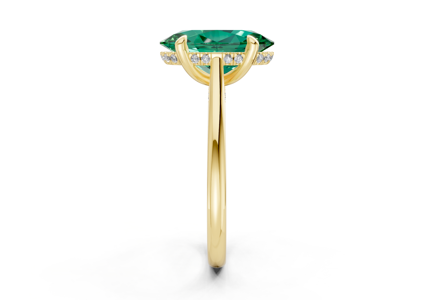 Piper Emerald Gemstone Solitaire Oval Cut 2mm Engagement Ring