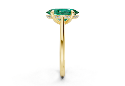 Piper Emerald Gemstone Solitaire Oval Cut 2mm Engagement Ring