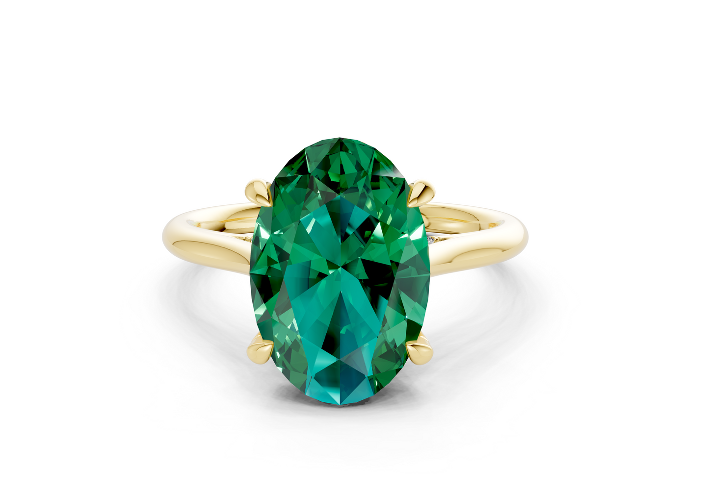 Piper Emerald Gemstone Solitaire Oval Cut 2mm Engagement Ring