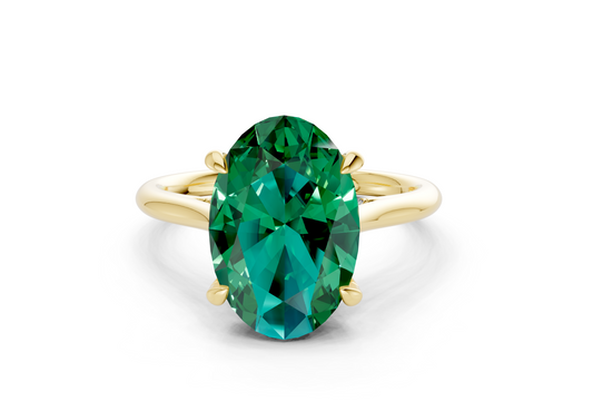 Piper Emerald Gemstone Solitaire Oval Cut 2mm Engagement Ring