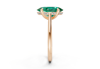 Piper Emerald Gemstone Solitaire Oval Cut 2mm Engagement Ring