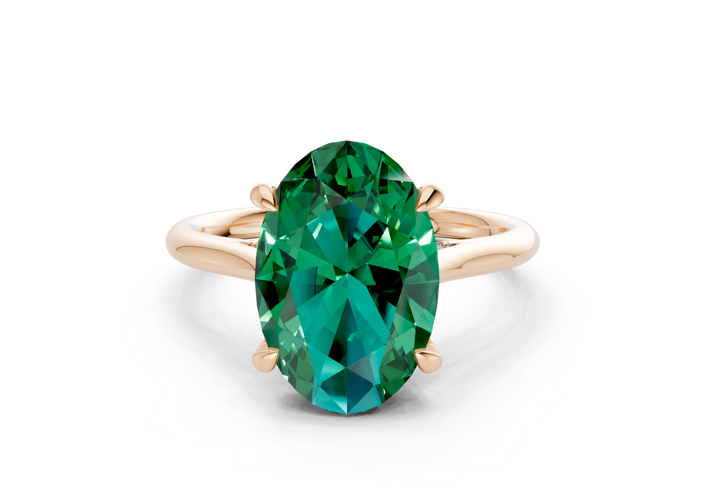 Piper Emerald Gemstone Solitaire Oval Cut 2mm Engagement Ring