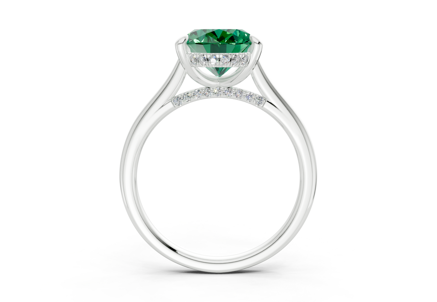 Piper Emerald Gemstone Solitaire Oval Cut 2mm Engagement Ring